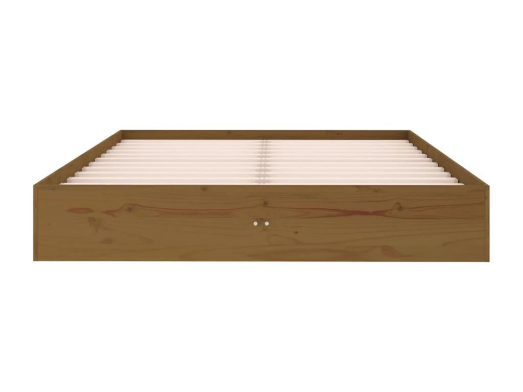 Cadre de lit Marron miel Bois massif 135x190 cm Double TTCQ20859