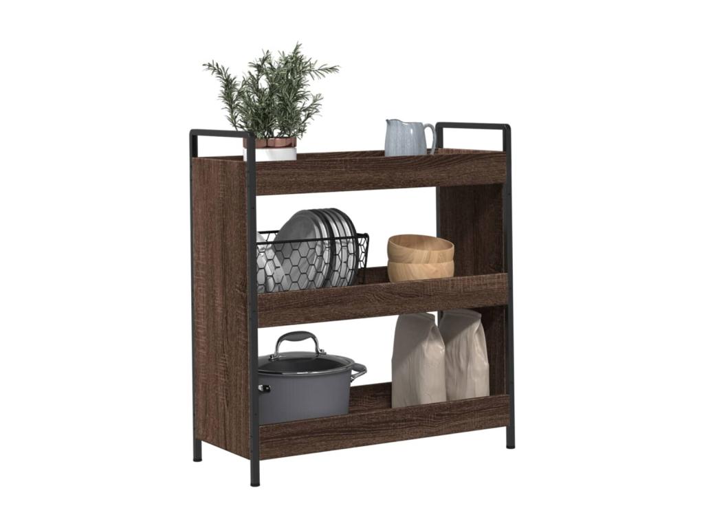 Kitchen trolley, brown oak, 70x30x82, engineered wood, QURF15374