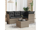 Salon de jardin 5 pièces avec coussins gris résine tressée EDFE26192