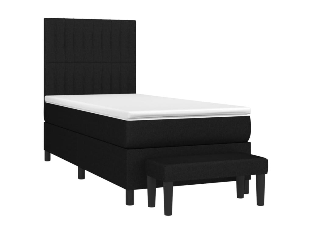 Sommier à Lumenao de lit avec matelas Noir 90x190 Tissu LIXT13154