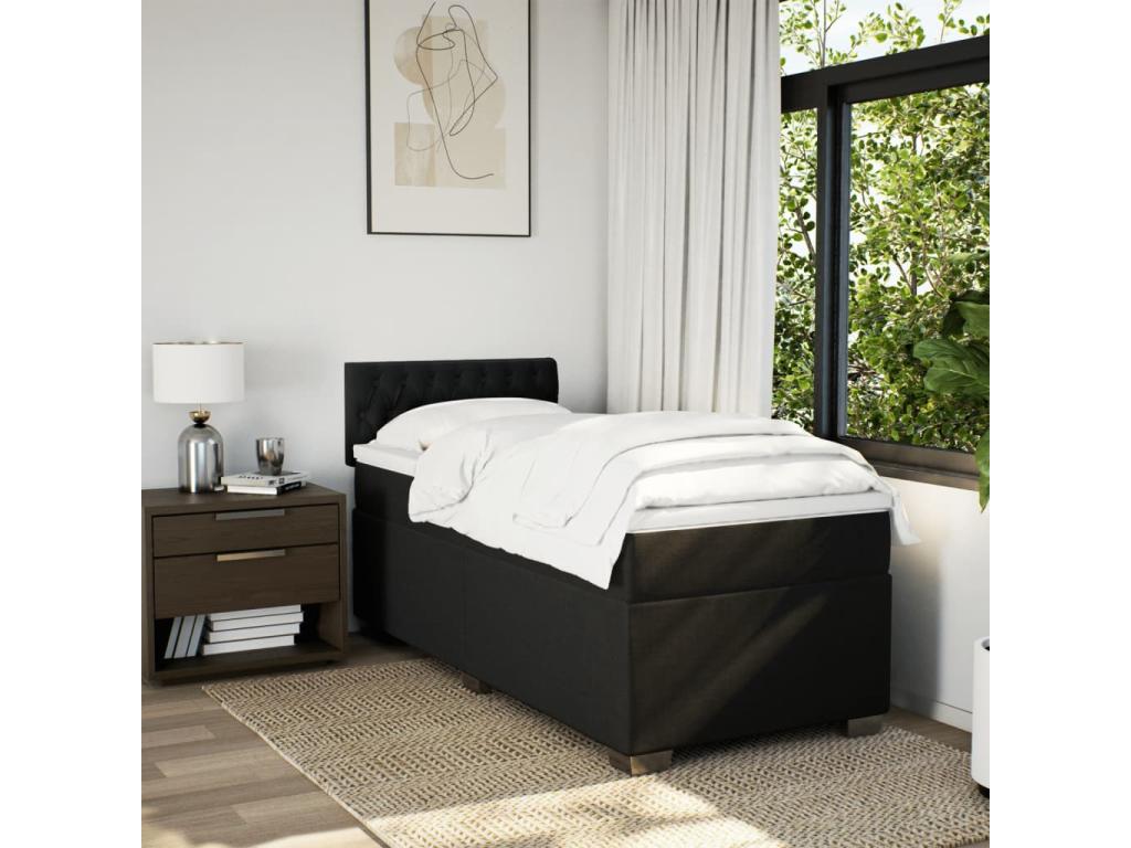 Sommier à Ventoriq de lit avec matelas Noir 90x190 cm Tissu YJRL96800