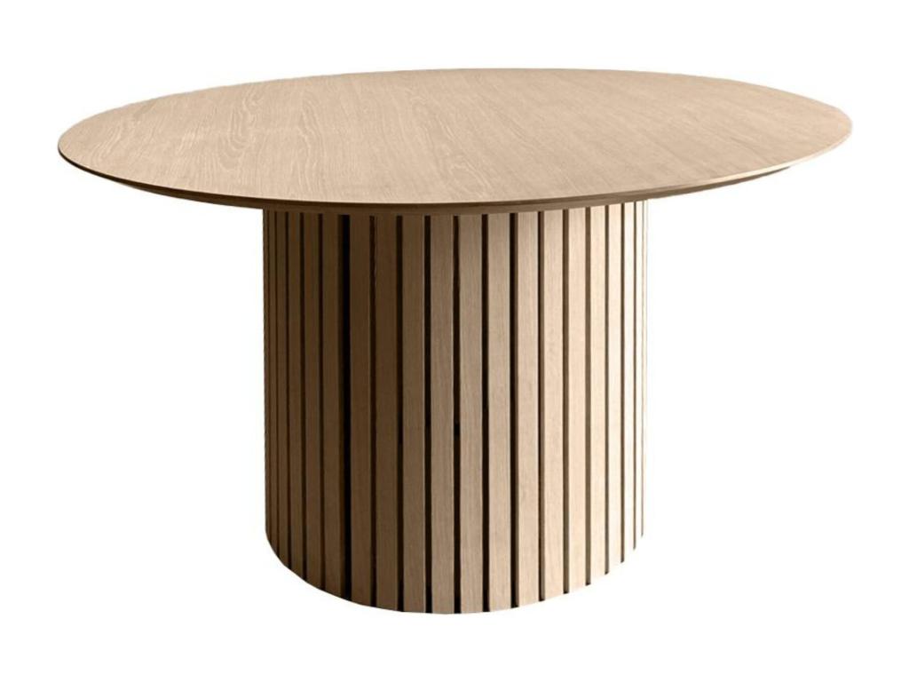 Table de salle à manger ronde en chêne blanchi D120 - Ventoriq TLLV11723