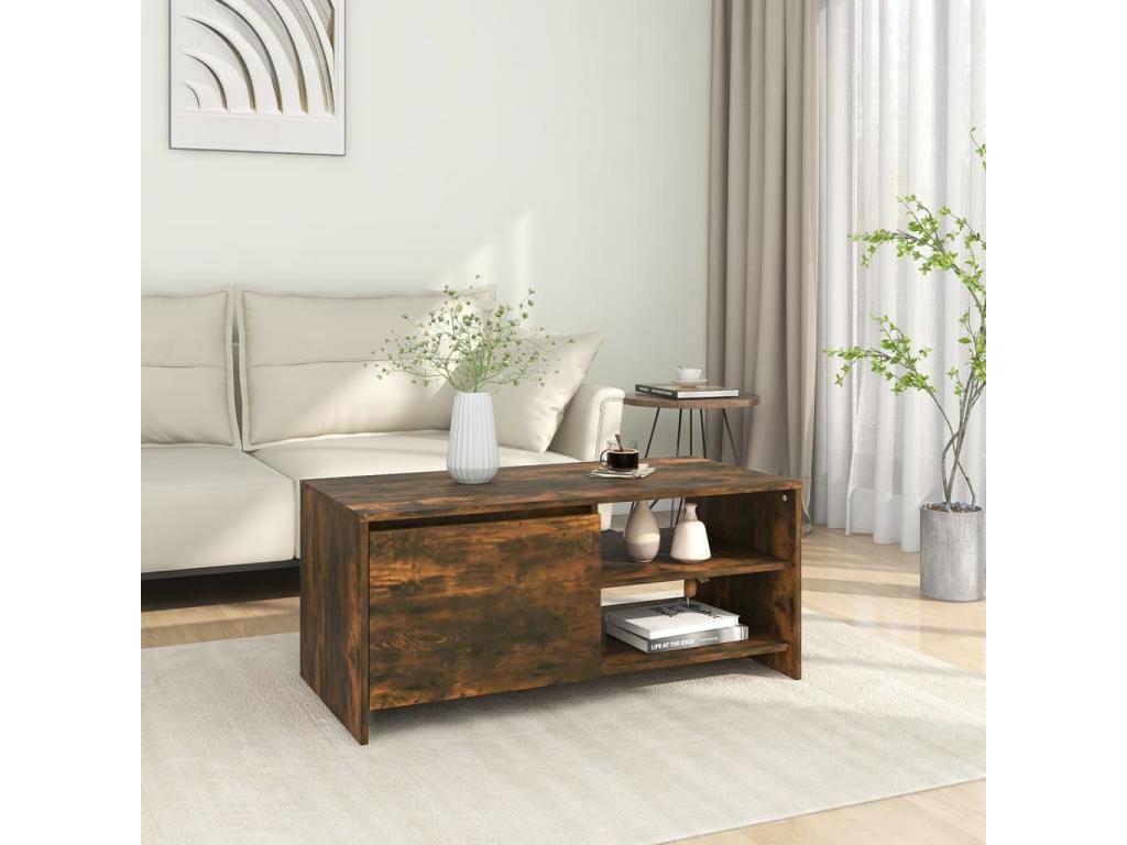 Table basse Chêne fumé 102x50x45 cm Bois d'ingénierie IMEX64029