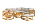Salon de jardin 8 pcs avec coussins gris clair bois massif EMJQ31370