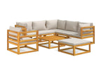 Salon de jardin 8 pcs avec coussins gris clair bois massif EMJQ31370