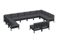 Salon de jardin 12 pcs avec coussins Noir Bois de pin solide XFWE32583
