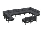 Salon de jardin 12 pcs avec coussins Noir Bois de pin solide XFWE32583