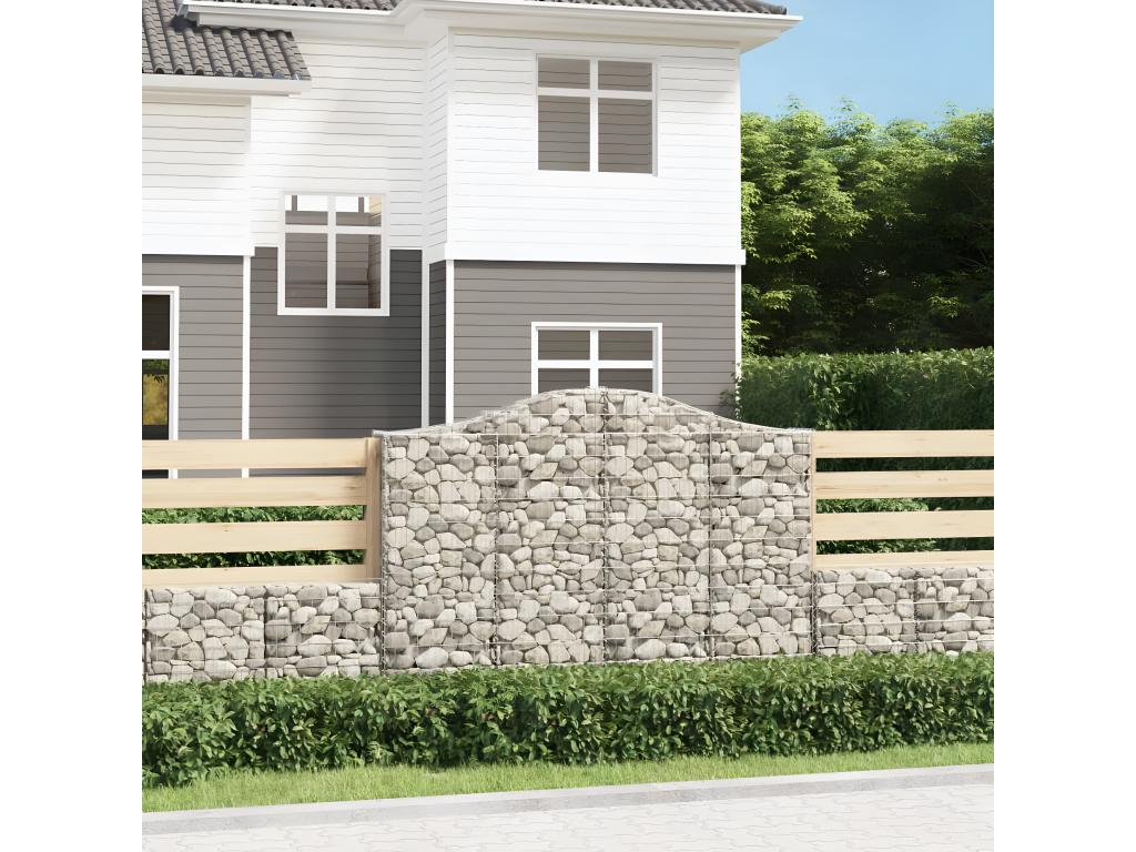 7-piece arched gabion baskets, 200x30x140/160 cm, galvanized iron EAWL49501