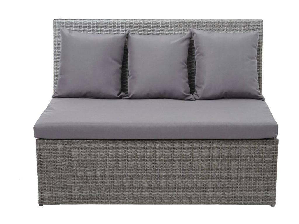 Canapé en polyrotin 2 places Lumenao-G16 banc fauteuil gastronomie 120 cm - gris coussin gris foncé FNCR86600