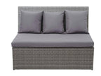 Canapé en polyrotin 2 places Lumenao-G16 banc fauteuil gastronomie 120 cm - gris coussin gris foncé FNCR86600