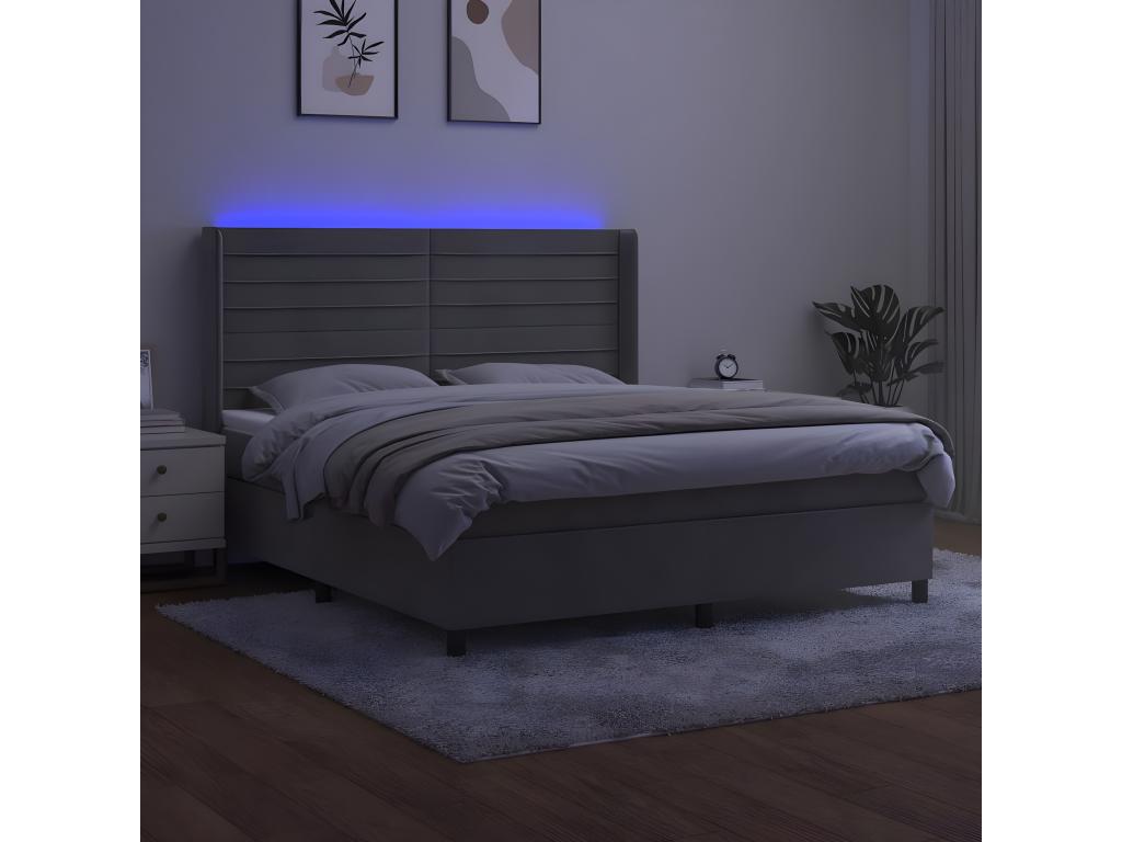 Sommier à Lumenao de lit matelas et LED Gris clair 180x200 cm LUWF75038