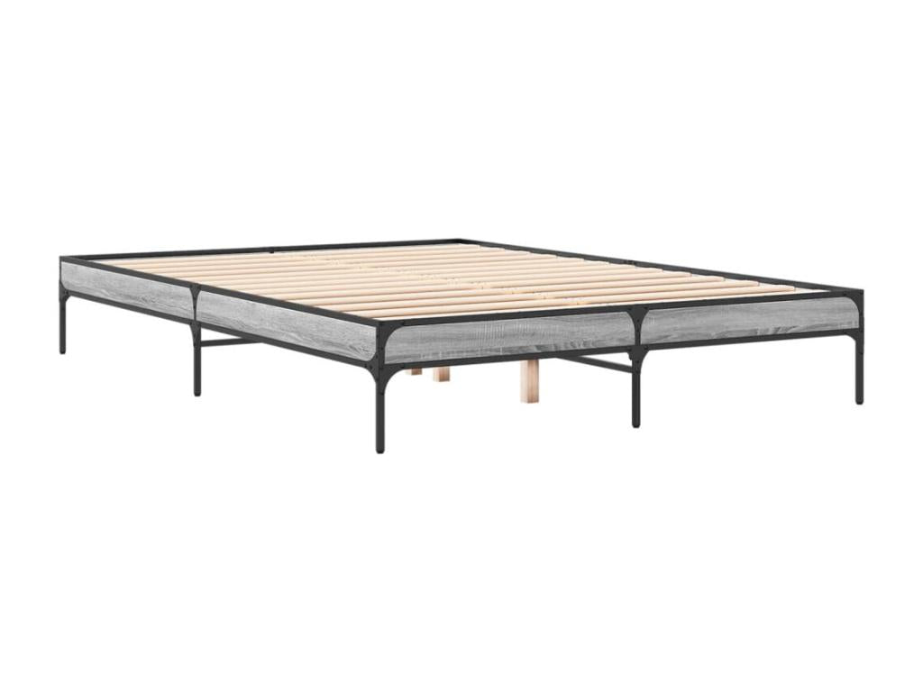 Cadre de lit Lumenao gris 150x200 bois d'ingénierie et métal JNSR38062