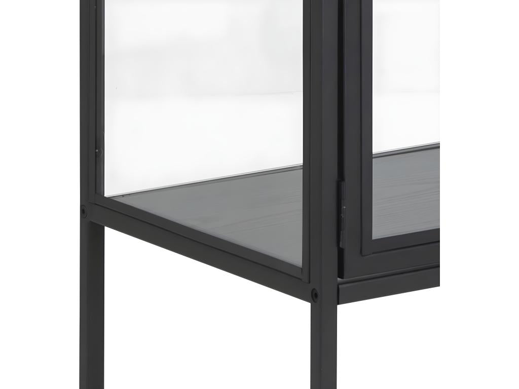 Sea Vitrine avec 2 portes vitrées et 3 tablettes de rangement noir. ZIVF89623