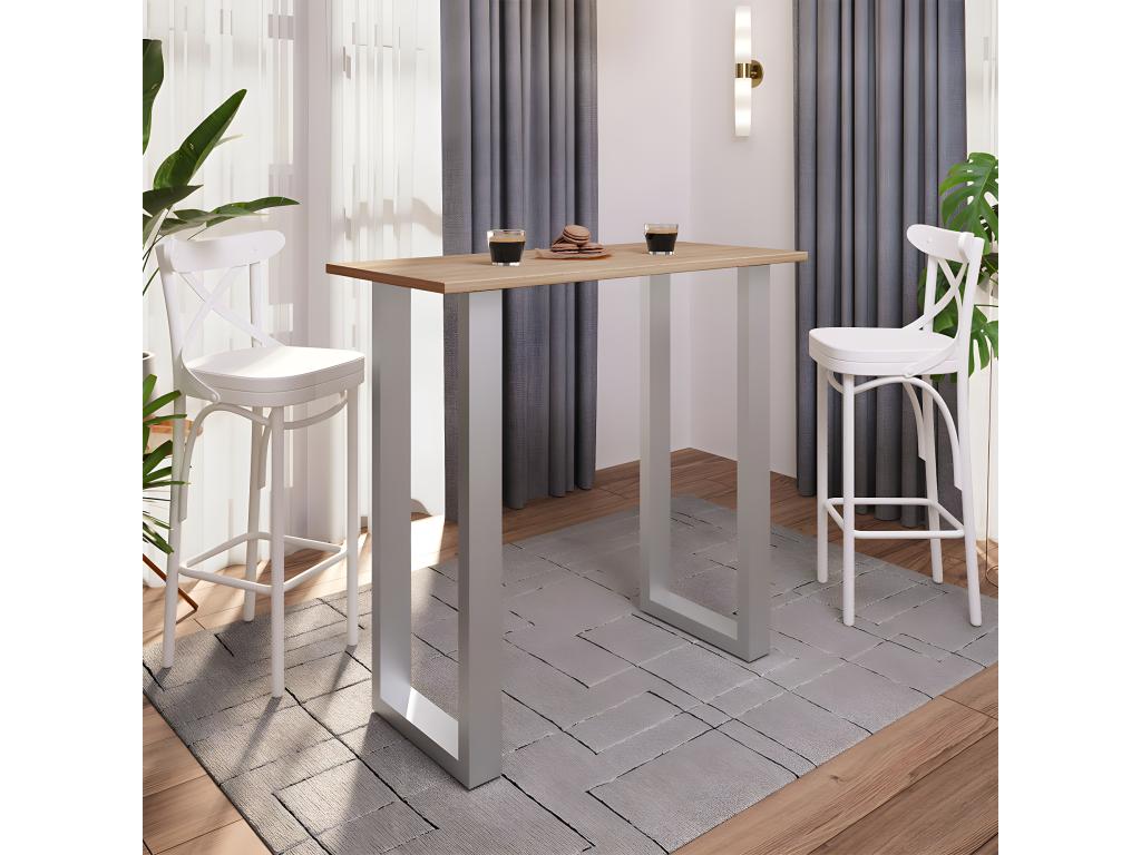Ventoriq Premium wood and aluminum bar table, high bar table, Xona bar table, 110x50 cm, silver/oak, Ventoriq DYWA14957