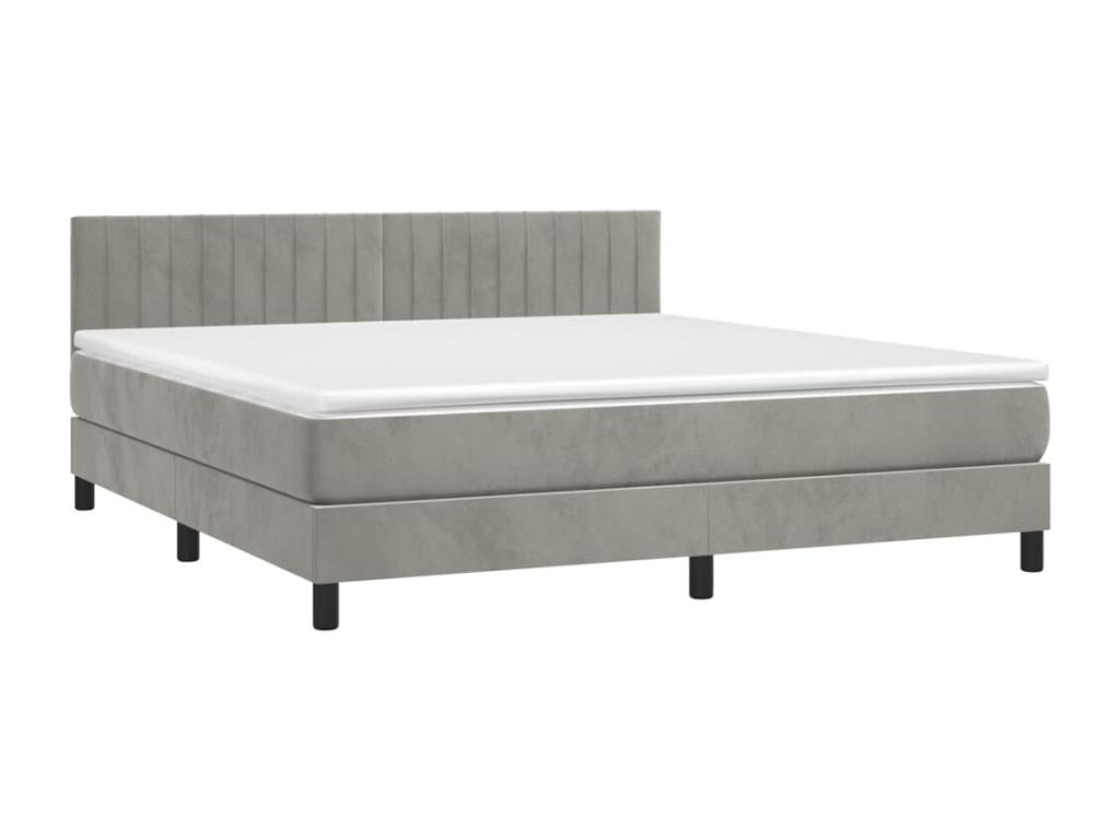 Lit à sommier tapissier matelas et LED Gris clair 180x200 Velours OCXZ37757