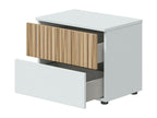 Chevet Lumenao Commode basse Table de nuit Étagère de chevet 50x42 h34 cm Blanc et Chêne clair KAWB46023