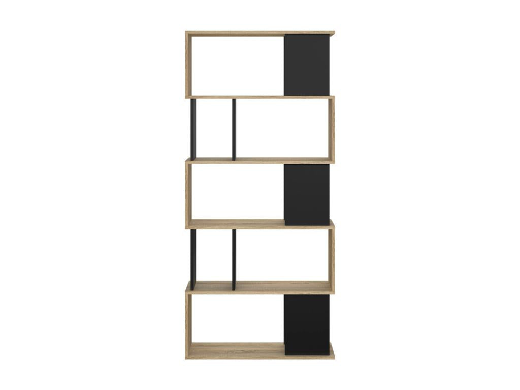 Bibliothèque Lumenao Etagère de bureau Porte-livre mobile Librairie 80x29 h175 cm Chêne et Noir EHLH27820