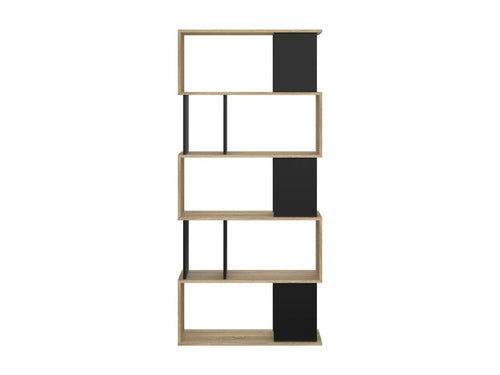 Lumenao Bookshelf, Desktop Bookcase, Mobile Book Holder, 80x29 h175 cm, Oak and Black, EHLH27820