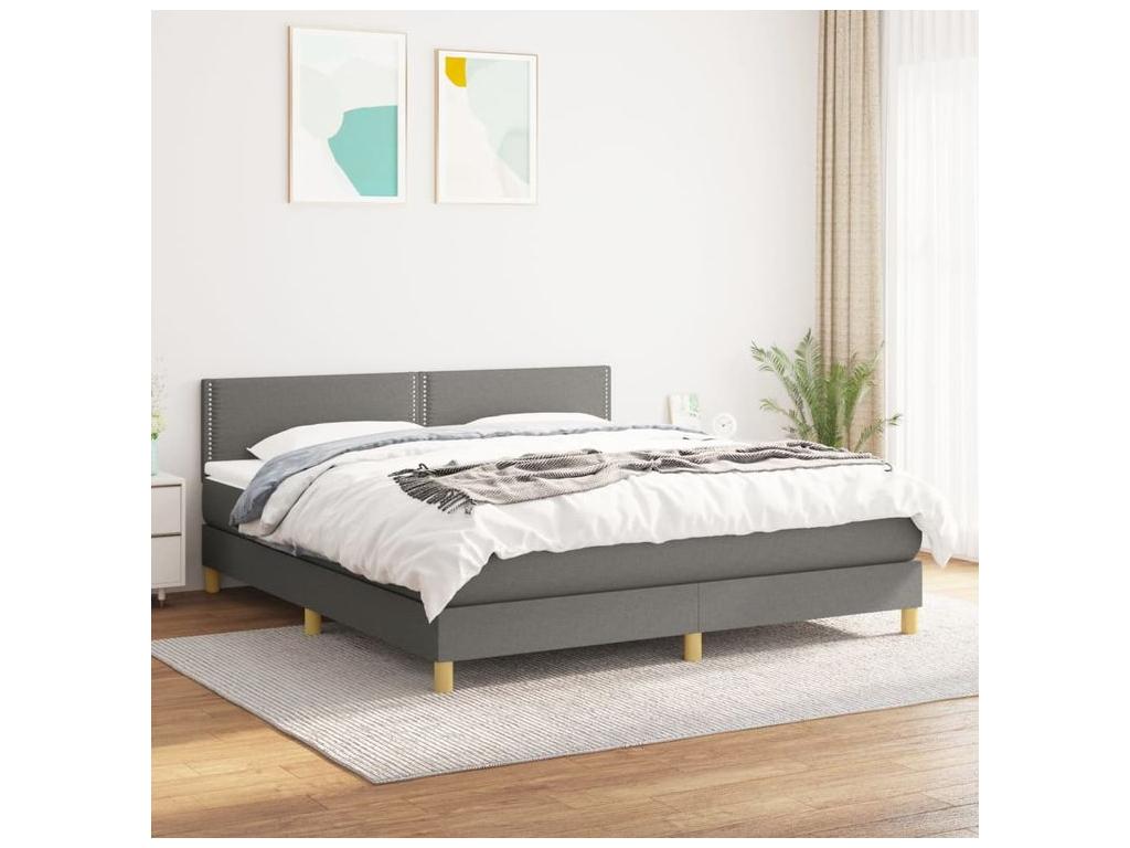 Sommier à Ventoriq de lit avec matelas Gris foncé 180x200 Tissu VYUV76568