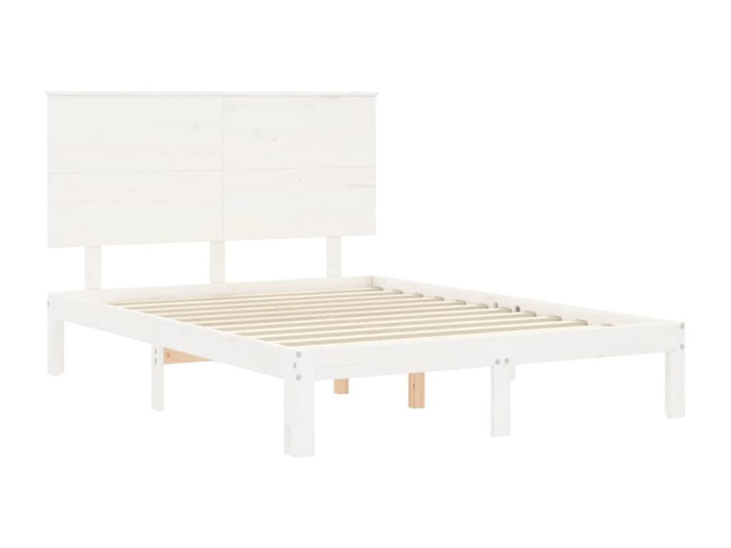 Cadre de lit sans matelas blanc 140x190 cm bois de pin massif YDFJ89404