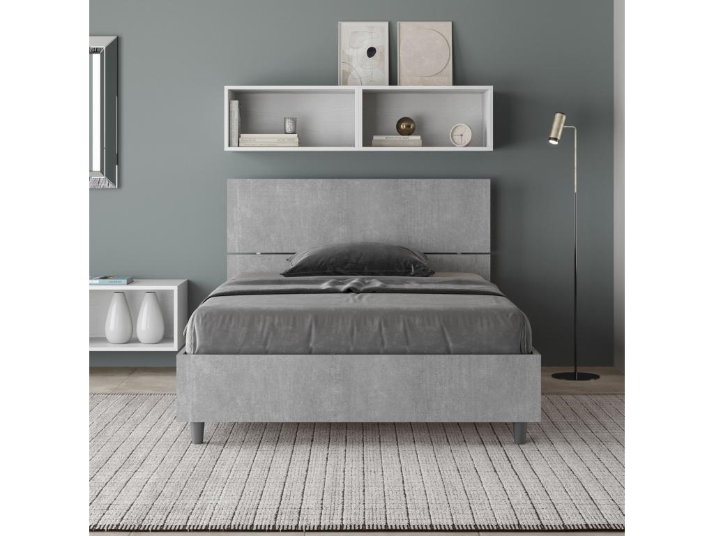 Lit 1 place et demi sans sommier 120x200 tête de lit droite gris béton Boislis YFKT32657