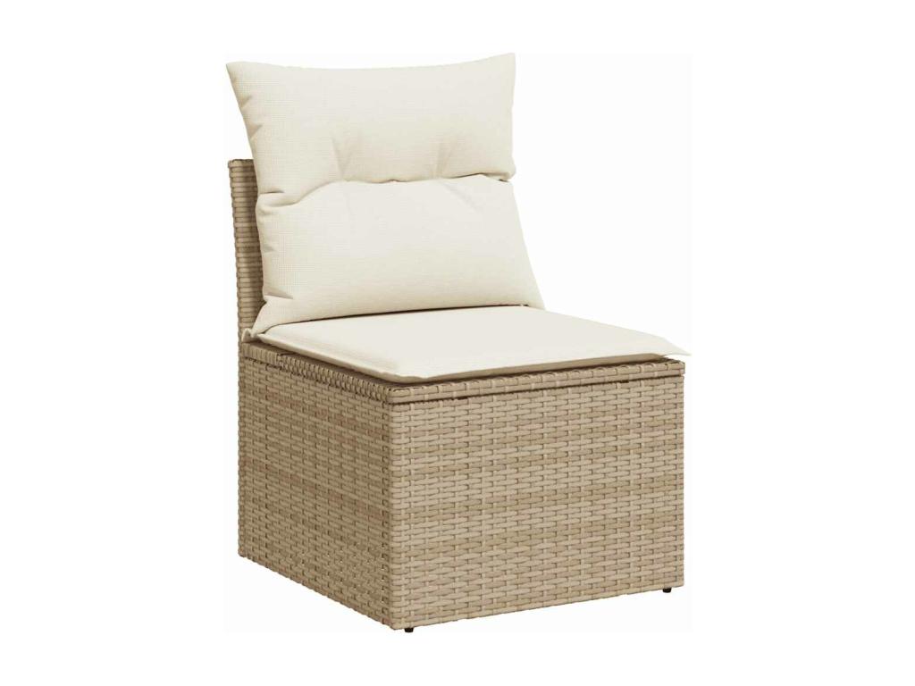 Salon de jardin avec coussins 9 pcs beige résine tressée COEI00378