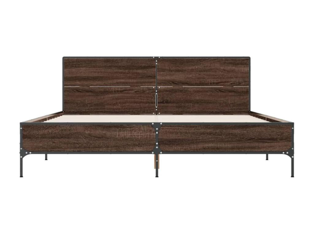 Cadre de lit chêne marron 120x200 cm bois d'ingénierie et métal SOVR95554