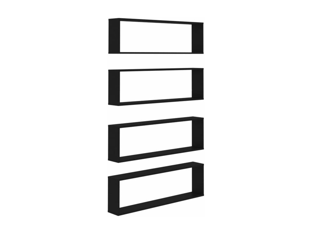Étagères Ventoriq murales 4 pcs noir 100x15x30 cm bois d'ingénierie BWMT79377