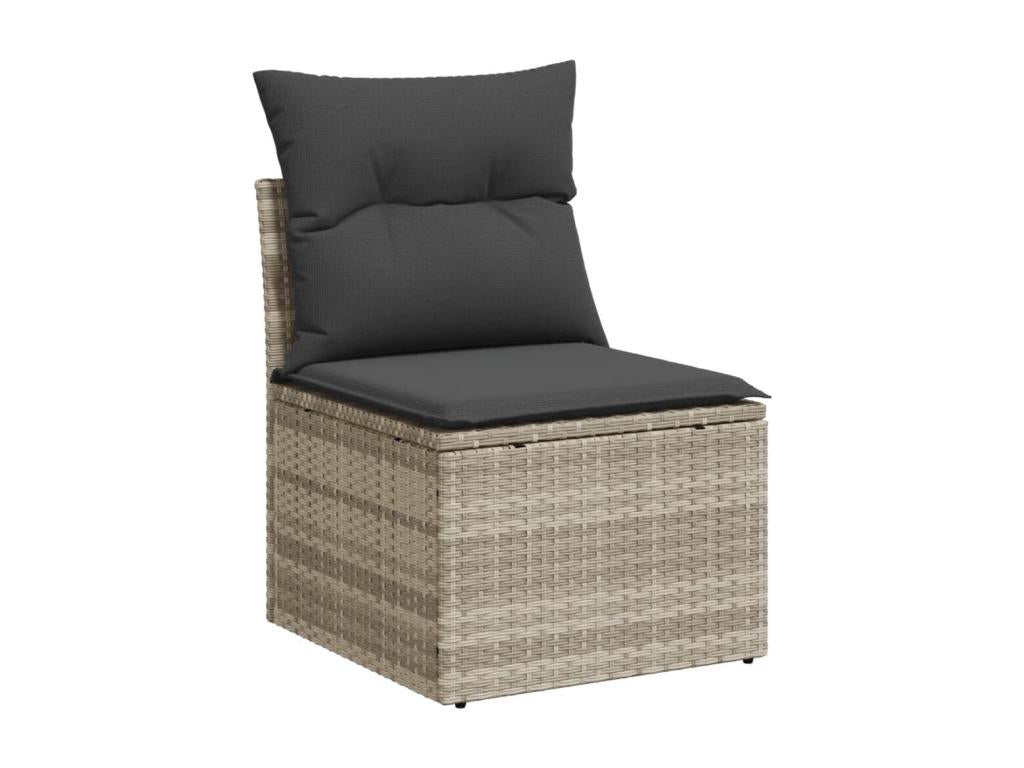 Salon de jardin 6 pièces avec coussins gris clair résine tressée GVPV26819