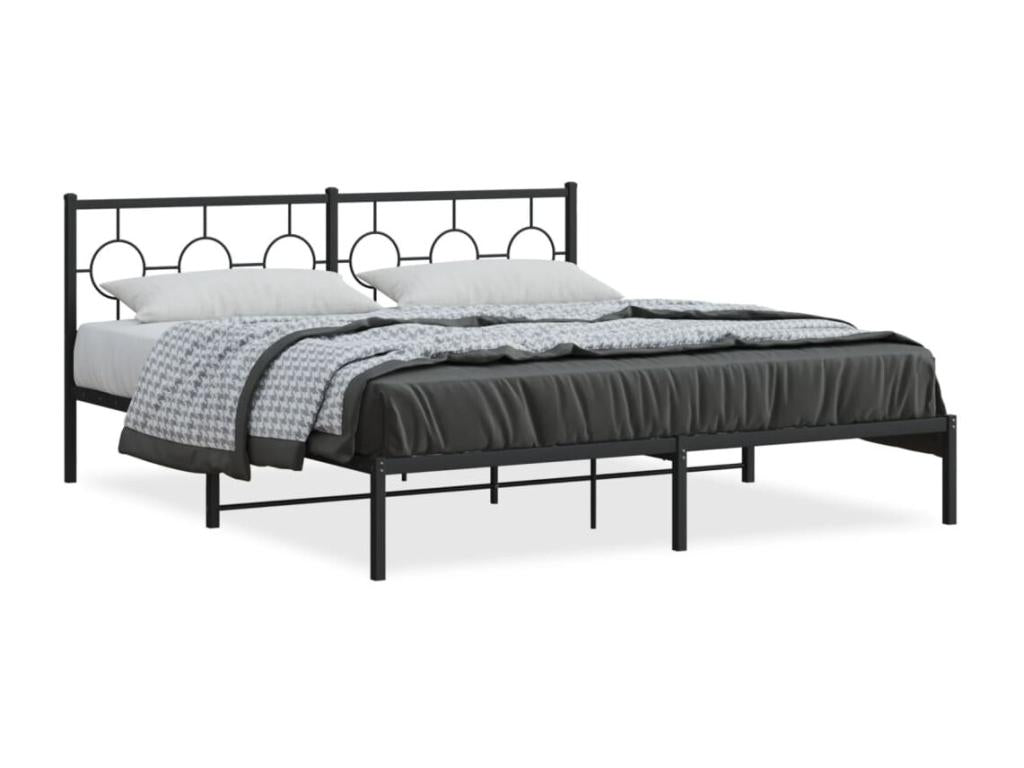 Cadre de lit métal avec tête de lit noir 180x200 cm OKPG88027