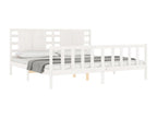 Cadre de lit avec tête de lit blanc 200x200 cm bois massif DITG01399
