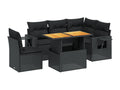 Salon de jardin 6 pièces avec coussins noir résine tressée JZYR43719