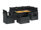 Salon de jardin 6 pièces avec coussins noir résine tressée JZYR43719