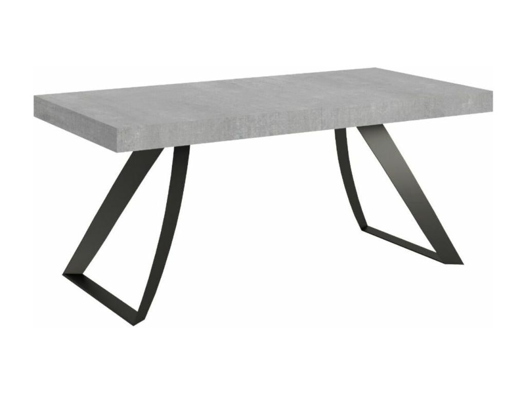 Ventoriq IKXE91498 160cm Grey Designer Table with Anthracite Curved Metal Legs
