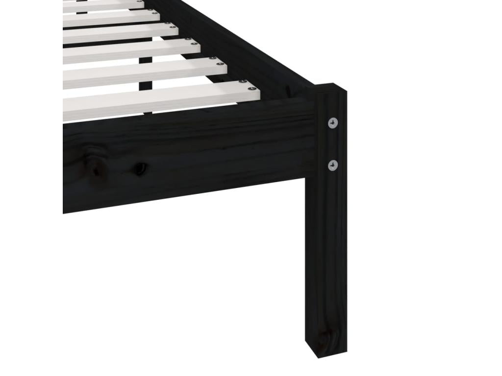 Cadre de lit Noir Bois de pin massif 135x190 cm Double FQYT86314