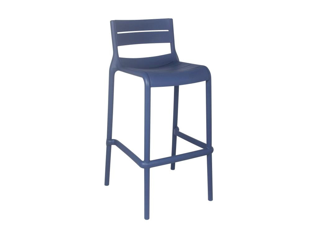Set of 4 Lumenao PNYO85576 blue plastic patio bar stools