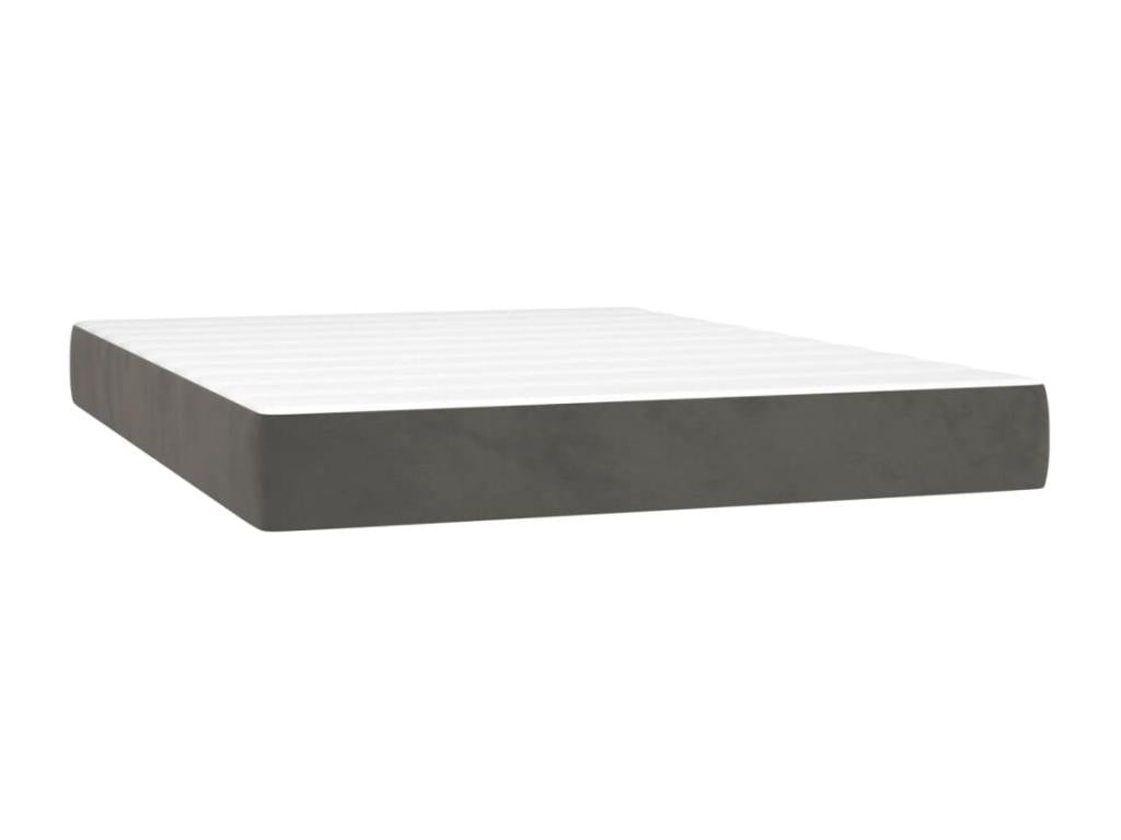 Lit à sommier tapissier matelas et LED Gris foncé 140x190 Velours WFPW44912