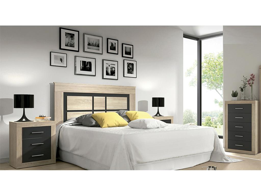 Ventoriq Graphite Oak Finish Headboard and 2 Bedside Tables IINN81444