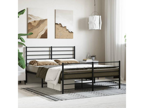 Metal bed frame with headboard/footboard, black, 160x200 cm, FLSS54871