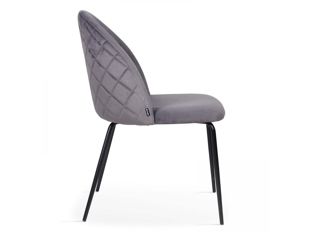 Set of 4 grey velvet chairs LUNS28793