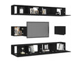 6-Piece TV Stand Set, Black, Chipboard, JIDG79309