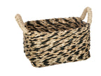 Set de 3 Paniers de rangement rectangle en Osier Noir et Naturel KCWY96575