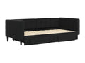 Daybed with pull-out bed and drawers, black, 90x190 cm, velvet, WQHQ41239