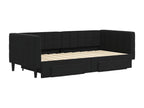 Daybed with pull-out bed and drawers, black, 90x190 cm, velvet, WQHQ41239