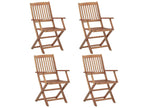 4-piece folding garden chairs with cushions, Bois d'Boislis wood, 16 XIGE21460