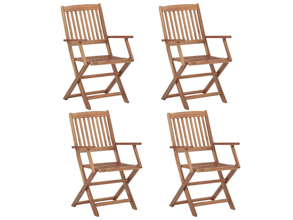 4-piece folding garden chairs with cushions, Bois d'Boislis wood, 16 XIGE21460
