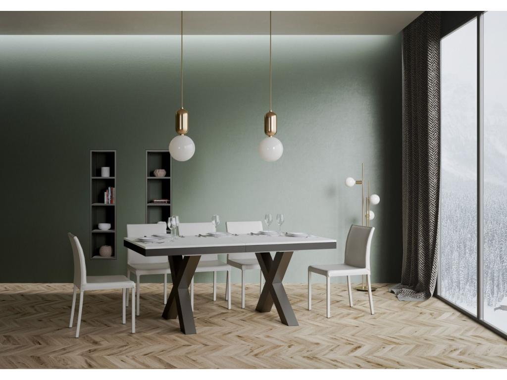Table extensible 90x180/284 cm Ventoriq Evolution Frêne Blanc cadre Anthracite WKBR03138