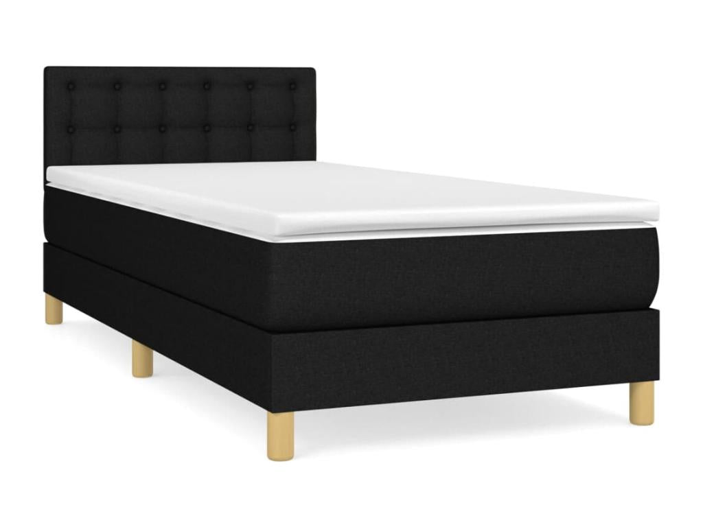 Upholstered bed base with mattress, black, 90x200 cm, fabric, JOOH67381