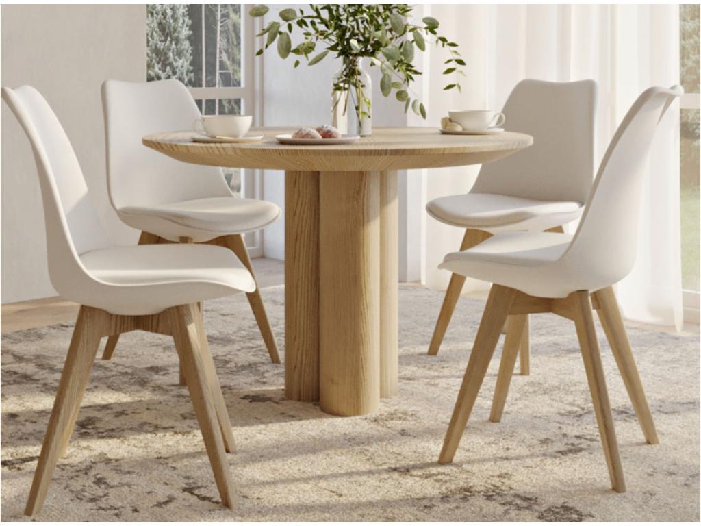 Lumenao Nordic style chair - Faux leather seat and light wood legs - Green color MZTN76439