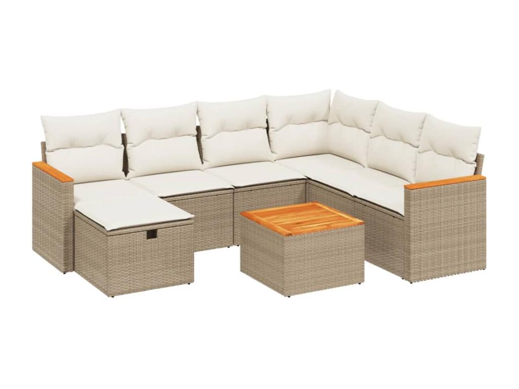 Salon de jardin avec coussins 8 pièces beige résine tressée SGDT24672